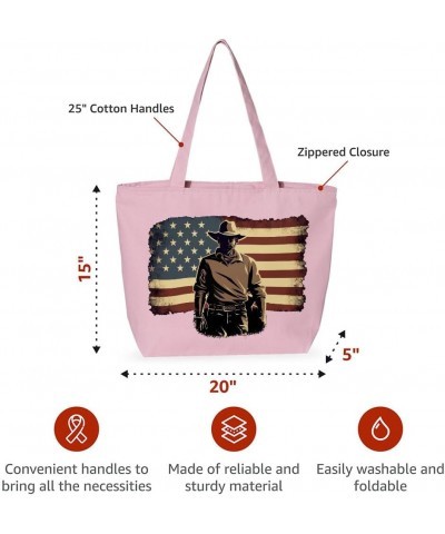 Patriotic Cowboy Zippered Tote Bag - Best Tote Bags - Cool Tote Bags Black $23.19 Totes