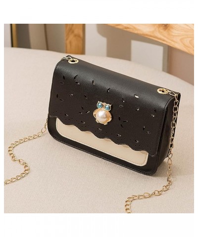 Women Solid Faux Leather Shoulder Handbag Fashion Ladies Carved Shoulder Small Square Bag Messenger Bag Mobile Black $8.79 Sh...