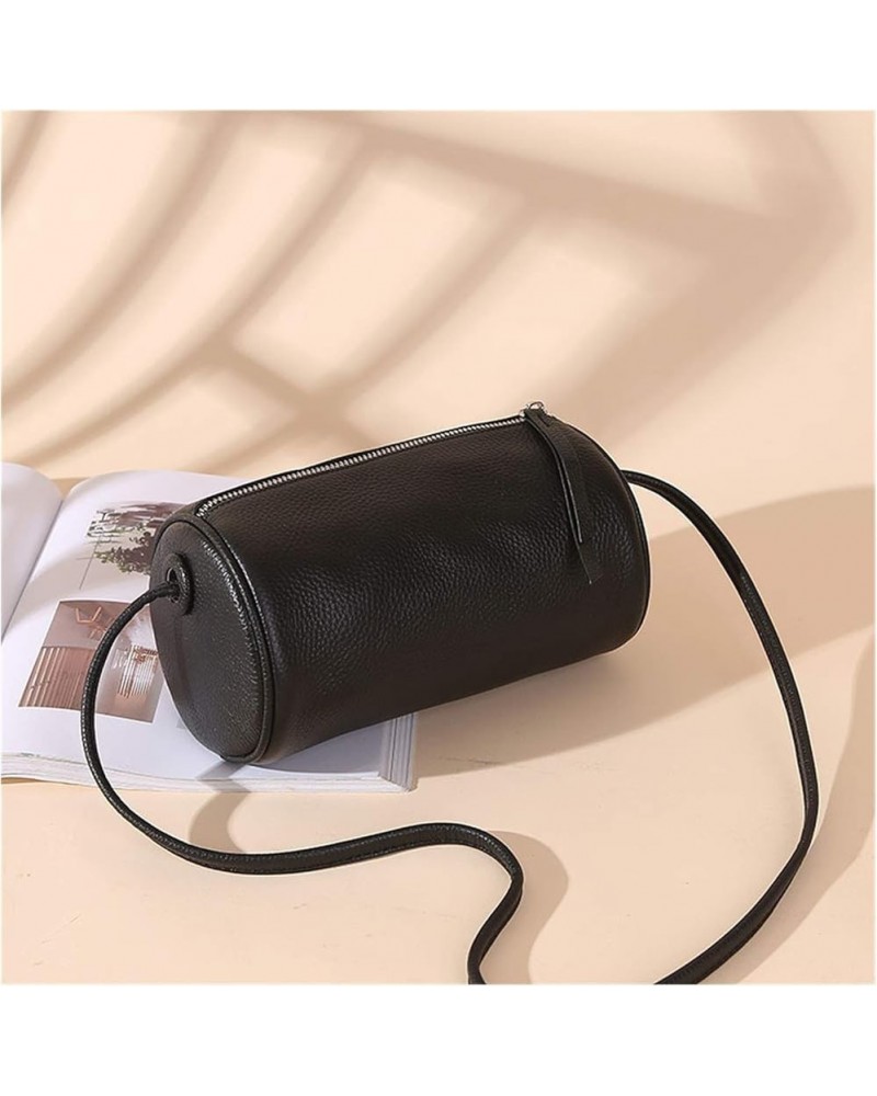 Casual fashion trend cylinder Messenger ladies bag shoulder pillow head ladies parcel Black $19.45 Shoulder Bags