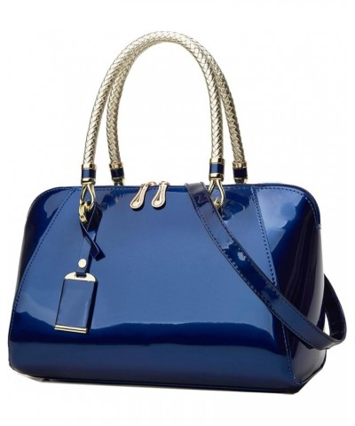 Glossy Women Handbag Patent Leather Large Size Top-Handle Bag Shiny Shoulder Bag Tote Evening Purse Party Satchel Blue $32.58...