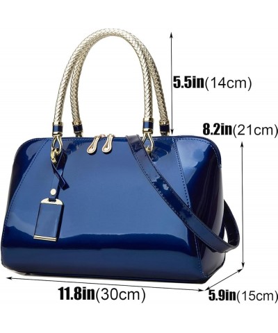 Glossy Women Handbag Patent Leather Large Size Top-Handle Bag Shiny Shoulder Bag Tote Evening Purse Party Satchel Blue $32.58...