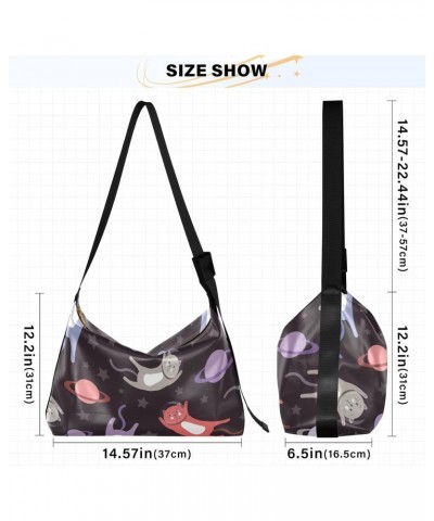 Cartoon Cats Astronauts Black and Red Purple Adults Cross Bag Fall Men Sling Bags Crossbody Zipper Bag $16.50 Hobo Bags