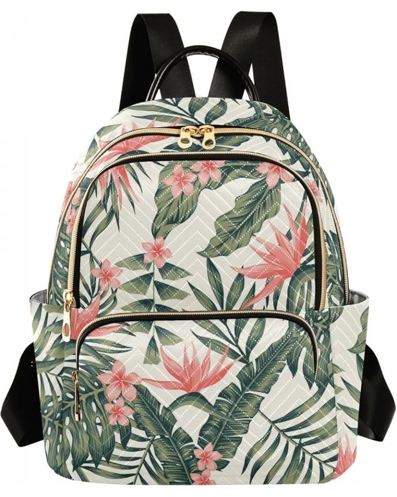 Red Flowers and Green Leaves Fashion Travel Backpack for Women Multi Pockets Lightweight Purse for Women-M Multicolor Medium ...