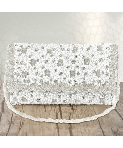 Potli Bag For Women Handmade Evening Wristlet Handbags Stylish Bridal Purse Fashion Silver 2 $35.09 Wristlets