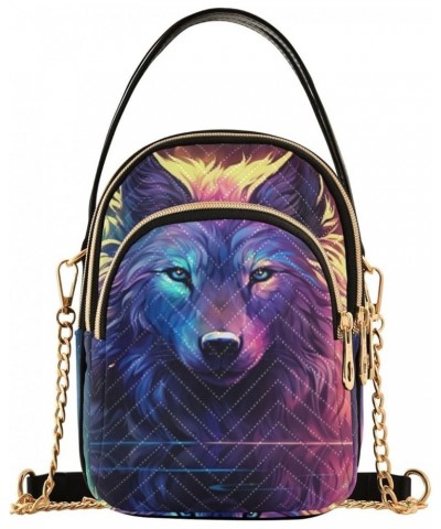 Watercolor Trees in Autumn with River Shoulder Handbag, Trendy Crossbody Purses Removable Strap Crossbody Wolf in Purple and ...