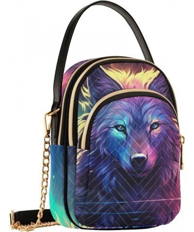 Watercolor Trees in Autumn with River Shoulder Handbag, Trendy Crossbody Purses Removable Strap Crossbody Wolf in Purple and ...