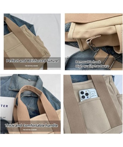 Utility Large Capacity Multi-Pocket Zipper Handbag Casual Shoulder Canvas Bag Sorting For Gym Travel Work Shopping Small-blue...