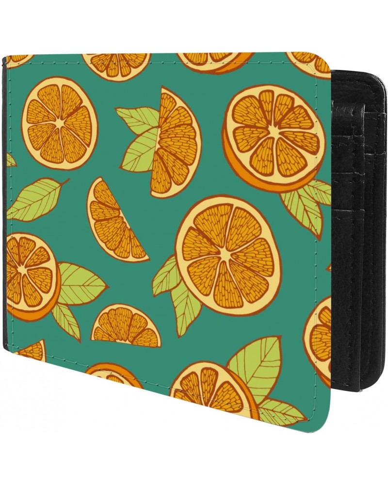 Unique Desige Pattern - Orange slices, Slim Front Pocket Wallet Billfold RFID Blocking $11.05 Wallets