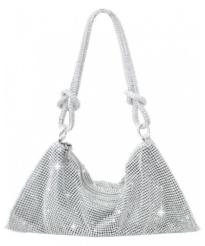 Rhinestone Purse Sparkly Bag Silver Diamond Purses for Women Upgrade Evening Prom Rhinestone Handbag Hobo Bag Silver $14.61 E...