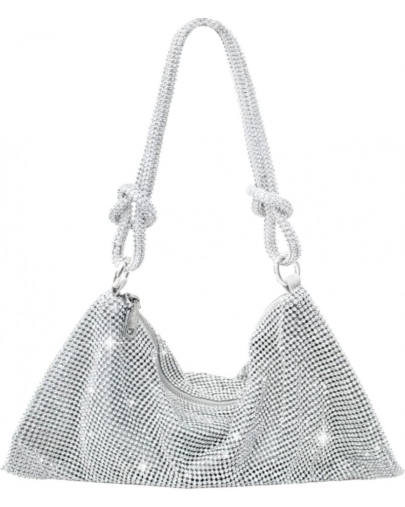 Rhinestone Purse Sparkly Bag Silver Diamond Purses for Women Upgrade Evening Prom Rhinestone Handbag Hobo Bag Silver $14.61 E...