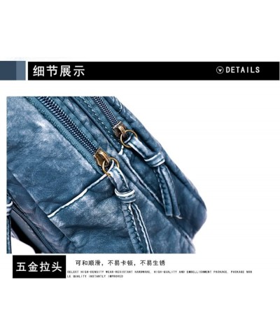 Washed Leather Chest Bag for Women Sling Handbag Casual Daypack Small Backpack Blue $16.50 Crossbody Bags