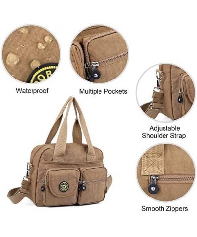 Nylon Small Crossbody Bags for Women Multiple Pockets Shoulder Purses Ladies Satchel Purse with Adjustable Strap Khaki2 $9.03...