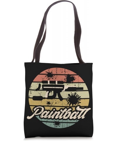 Paintball Gun Splatter Paintball Retro Vintage Sunset Tote Bag $12.97 Totes