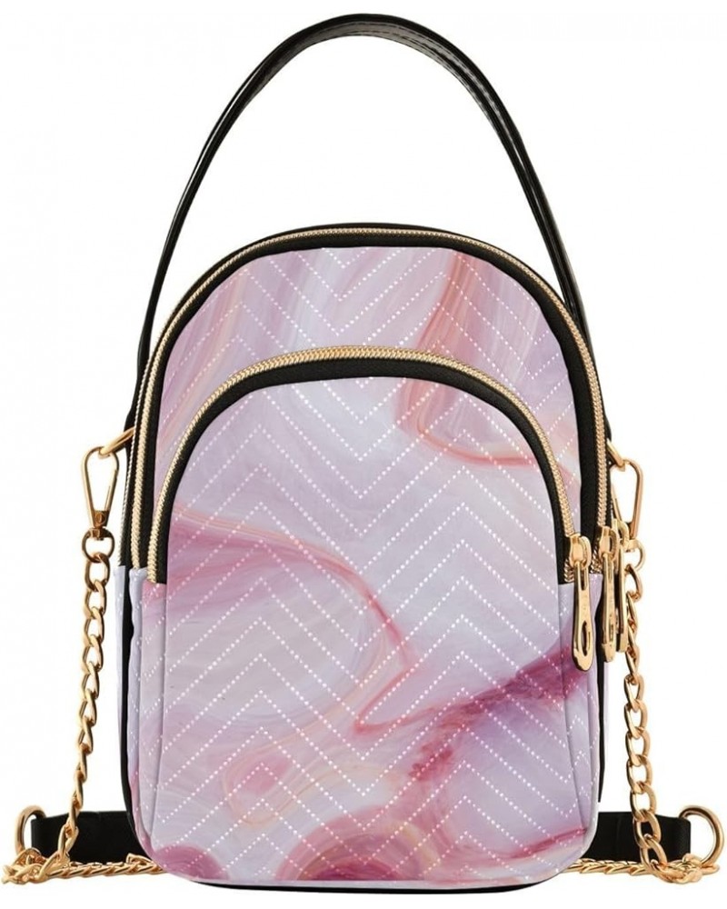 Marble with Pink Tint Women's Crossbody Bag Three Zipper Design Handbag Shoulder Bag Wallet Color170 $10.66 Shoulder Bags