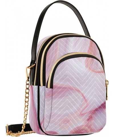 Marble with Pink Tint Women's Crossbody Bag Three Zipper Design Handbag Shoulder Bag Wallet Color170 $10.66 Shoulder Bags