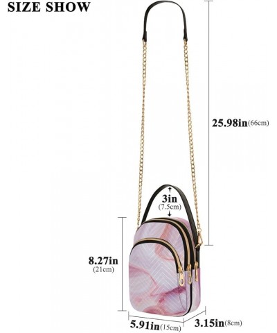 Marble with Pink Tint Women's Crossbody Bag Three Zipper Design Handbag Shoulder Bag Wallet Color170 $10.66 Shoulder Bags