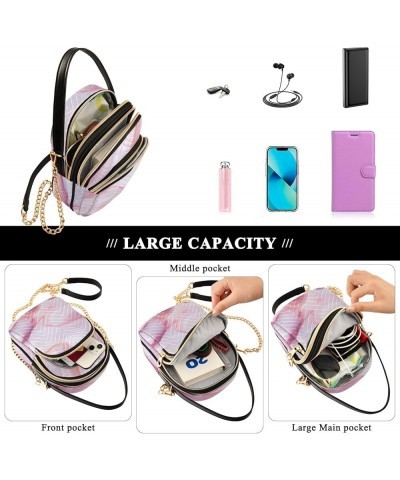 Marble with Pink Tint Women's Crossbody Bag Three Zipper Design Handbag Shoulder Bag Wallet Color170 $10.66 Shoulder Bags