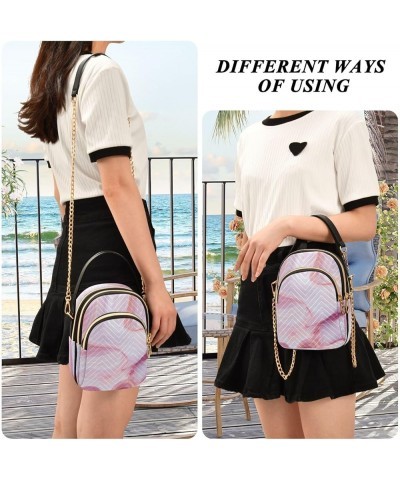 Marble with Pink Tint Women's Crossbody Bag Three Zipper Design Handbag Shoulder Bag Wallet Color170 $10.66 Shoulder Bags