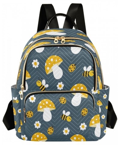 Bee Mushroom Daisy Women Backpack Purse Ladies Fashion Shoulder Bag Daypack Travel Bag 7.5L Medium $17.35 Backpacks