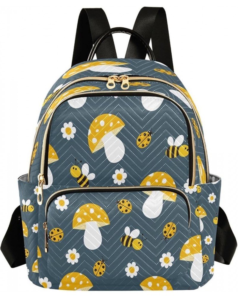 Bee Mushroom Daisy Women Backpack Purse Ladies Fashion Shoulder Bag Daypack Travel Bag 7.5L Medium $17.35 Backpacks