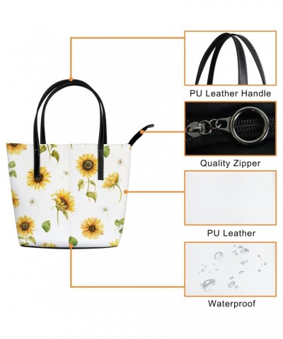 Shoulder Bag Tote Bags for Women Watercolor Sunflowers Leather Shopper Work Handbags Large Casual Bag $27.25 Totes