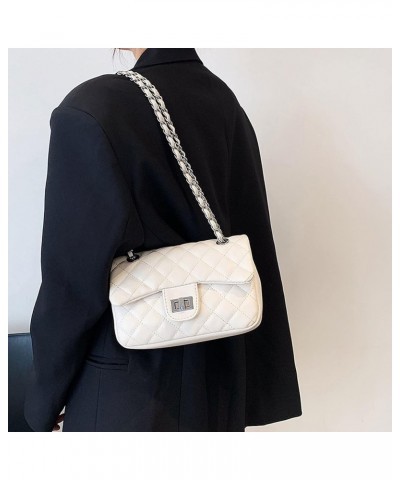 Small Shoulder Purses for Women Small Lingge Chain PU Leather Flap Crossbody Bag Shoulder Handbags Purses White Black (Color ...