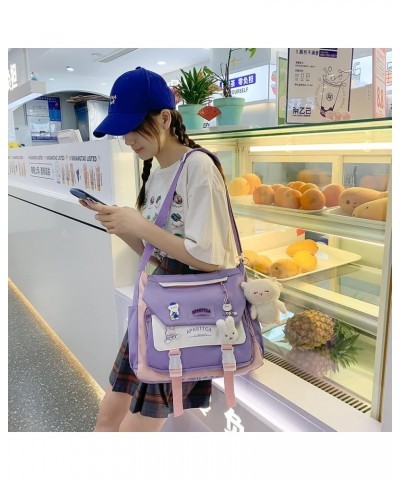 Kawaii Messenger Bag for Shcool Cute Crossbody Bag Aesthetic Shoulder Bag Japanese JK Ita Bag Casual Tote Bag for Women Purpl...