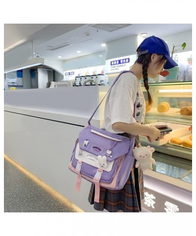 Kawaii Messenger Bag for Shcool Cute Crossbody Bag Aesthetic Shoulder Bag Japanese JK Ita Bag Casual Tote Bag for Women Purpl...