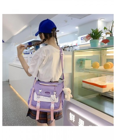 Kawaii Messenger Bag for Shcool Cute Crossbody Bag Aesthetic Shoulder Bag Japanese JK Ita Bag Casual Tote Bag for Women Purpl...