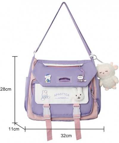 Kawaii Messenger Bag for Shcool Cute Crossbody Bag Aesthetic Shoulder Bag Japanese JK Ita Bag Casual Tote Bag for Women Purpl...