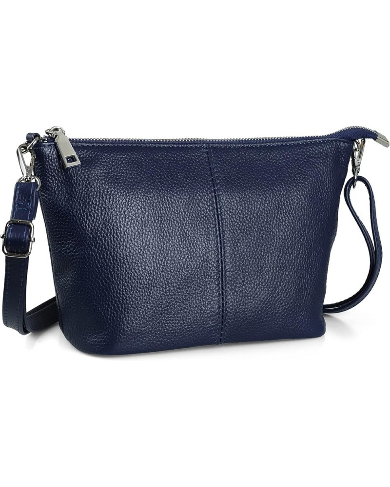 Genuine Leather Wristlet Clutch Wallet Purses Small Crossbody Bags Shoulder Handbag for Women, Silver Zipper Medium Navy Blue...