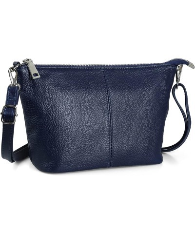 Genuine Leather Wristlet Clutch Wallet Purses Small Crossbody Bags Shoulder Handbag for Women, Silver Zipper Medium Navy Blue...