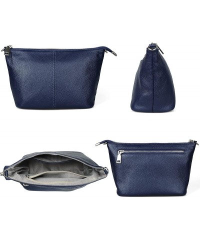 Genuine Leather Wristlet Clutch Wallet Purses Small Crossbody Bags Shoulder Handbag for Women, Silver Zipper Medium Navy Blue...