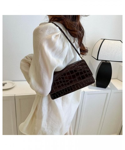 Women Elegant Tote Handbag Solid Color PU Fashion Shoulder Bag Print Stylish Single Shoulder Bag Daily Armpit Bag Coffee $10....