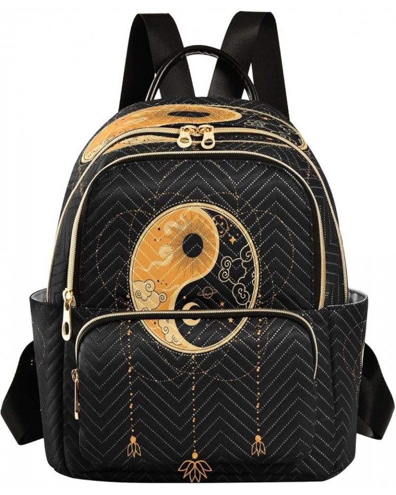 Backpack Purse for Women Yin Yang Moon Star, Mini Fashion Backpack Bohemian Ethnic Lightweight Casual Daypack Shoulder Bag Tr...