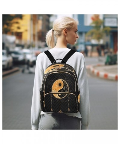 Backpack Purse for Women Yin Yang Moon Star, Mini Fashion Backpack Bohemian Ethnic Lightweight Casual Daypack Shoulder Bag Tr...