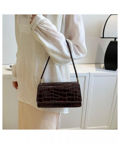 Women Elegant Tote Handbag Solid Color PU Fashion Shoulder Bag Print Stylish Single Shoulder Bag Daily Armpit Bag Coffee $10....