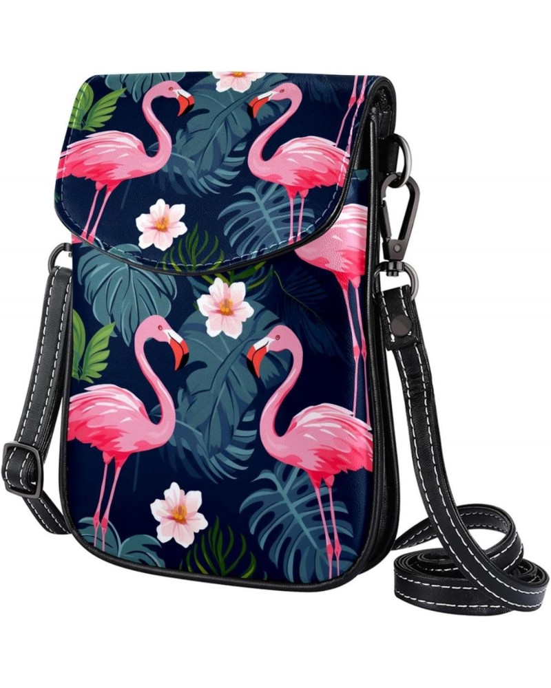 Crossbody Bags for Women,Crossbody Bag Men,Small Sling Bag,Flamingos Tropical Green Leaves,Crossbody Purse $15.38 Crossbody Bags