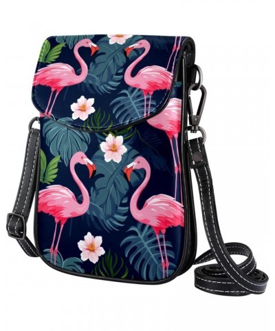 Crossbody Bags for Women,Crossbody Bag Men,Small Sling Bag,Flamingos Tropical Green Leaves,Crossbody Purse $15.38 Crossbody Bags