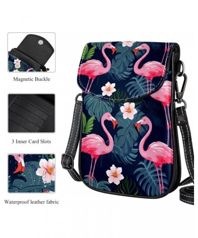 Crossbody Bags for Women,Crossbody Bag Men,Small Sling Bag,Flamingos Tropical Green Leaves,Crossbody Purse $15.38 Crossbody Bags