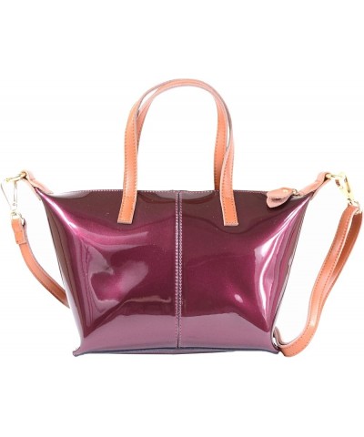 Elegant Ladies Real Leather Patent Small Tote Bag/Shoulder Bag with Adjustable & Removable Strap Purple $26.23 Handbags