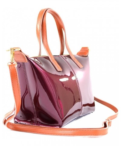 Elegant Ladies Real Leather Patent Small Tote Bag/Shoulder Bag with Adjustable & Removable Strap Purple $26.23 Handbags