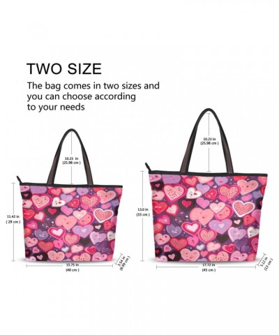 Valentine's Day Heart Tote Top Handle Shoulder Bags Fashion Zipper Shopping Bag for Women $9.24 Handbags