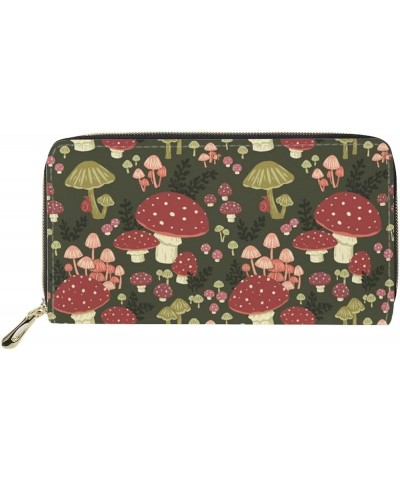 Doggie Printed Women Wallet Zip Around Clutch Ladies Travel Coin Purse Cute Mushroom $12.97 Wallets