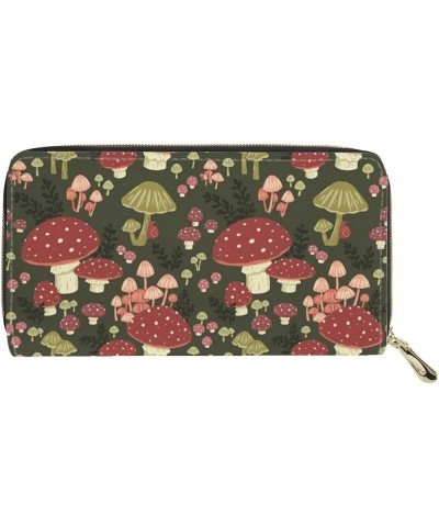 Doggie Printed Women Wallet Zip Around Clutch Ladies Travel Coin Purse Cute Mushroom $12.97 Wallets