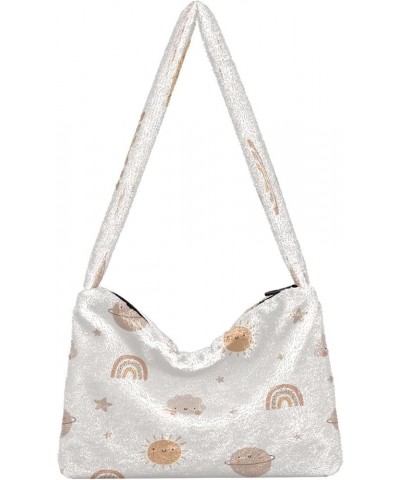 Floral Printed Colorful Girls Ladies Hobo Handbags, Furry Tote Simple Shoulder Bag 1cute Cartoon Boho $8.40 Totes