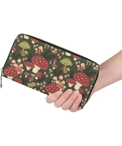 Doggie Printed Women Wallet Zip Around Clutch Ladies Travel Coin Purse Cute Mushroom $12.97 Wallets