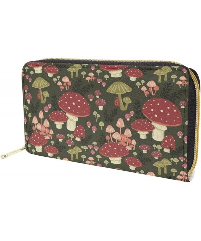 Doggie Printed Women Wallet Zip Around Clutch Ladies Travel Coin Purse Cute Mushroom $12.97 Wallets