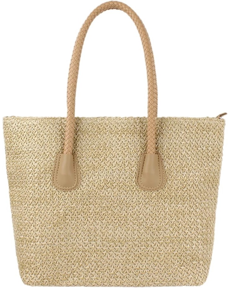 Women Straw Crochet Tote Bohemian Summer Beach Bag Large Handmade Shoulder Bag 7465khaki $13.57 Totes