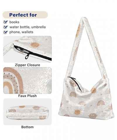 Floral Printed Colorful Girls Ladies Hobo Handbags, Furry Tote Simple Shoulder Bag 1cute Cartoon Boho $8.40 Totes